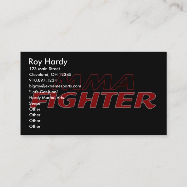 MMA FIGHTER DESIGN 1 BUSINESS CARD (Front)