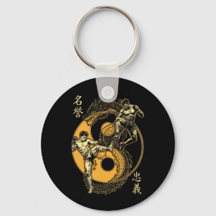 MMA Fighter Dragon Yin Yang Knee Kick Mixed Key Ring