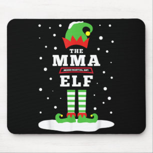 MMA Fighter Elf Matching Family Holiday Cute Snowy Mouse Pad