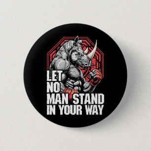 MMA Fighter Rhino Let Man Stand Rhinoceros Martial 6 Cm Round Badge