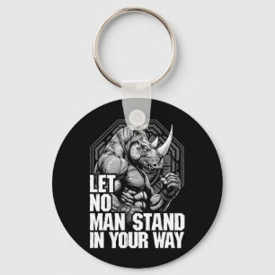 MMA Fighter Rhino Let Man Stand Rhinoceros Martial Key Ring