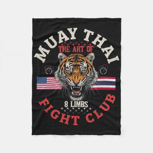 Mma Muay Thai Kickboxing Usa Thailand Tiger Fight- Fleece Blanket (Front)