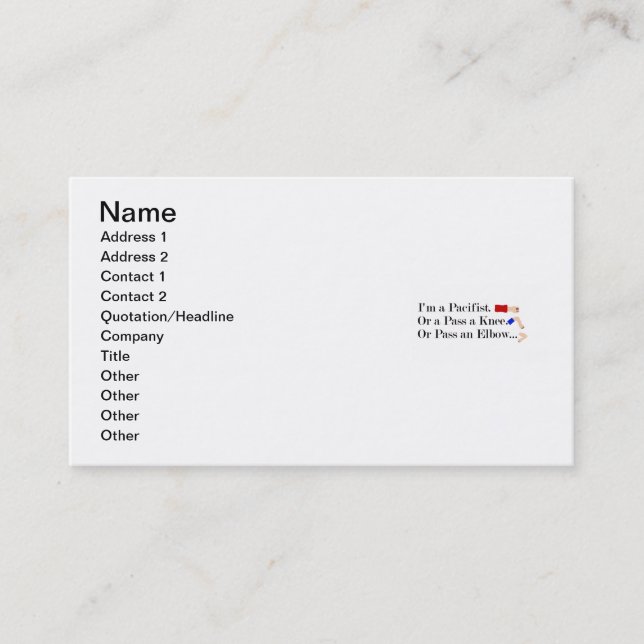 MMA Pacifist Humour Design Business Card (Front)