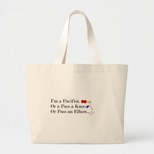 MMA Pacifist Humour Design Large Tote Bag (Front)