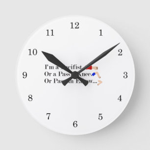 MMA Pacifist Humour Design Round Clock