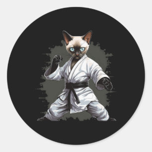 Mma Siamese Cat Karate For Men Women Girls Kids Classic Round Sticker
