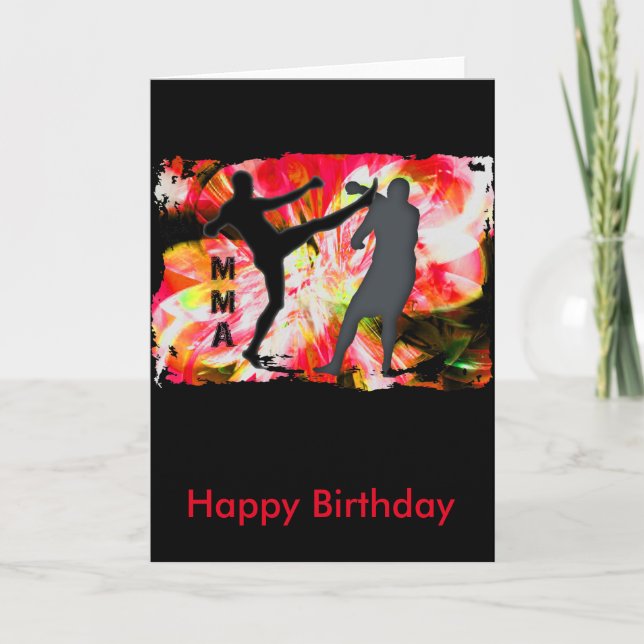 MMA Silhouettes in Red Explosion Card (Front)