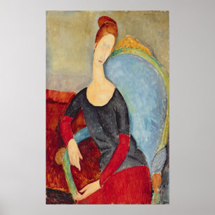 Mme Hebuterne in a Blue Chair, 1918 Poster