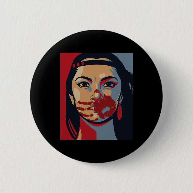 Mmiw Awareness Indigenous Woman Art Stolen Sisters 6 Cm Round Badge (Front)