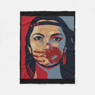 Mmiw Awareness Indigenous Woman Art Stolen Sisters Fleece Blanket