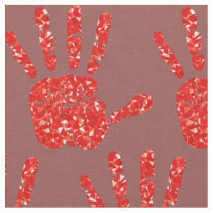 MMIW Red Hand Jewelled Pattern Brick Red Fabric