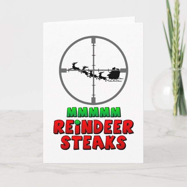 Mmm… Reindeer Steaks Holiday Card (Front)
