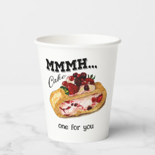 Mmmh Cake Aquarell Kuchen mit Vintage Zitat Paper Cups
