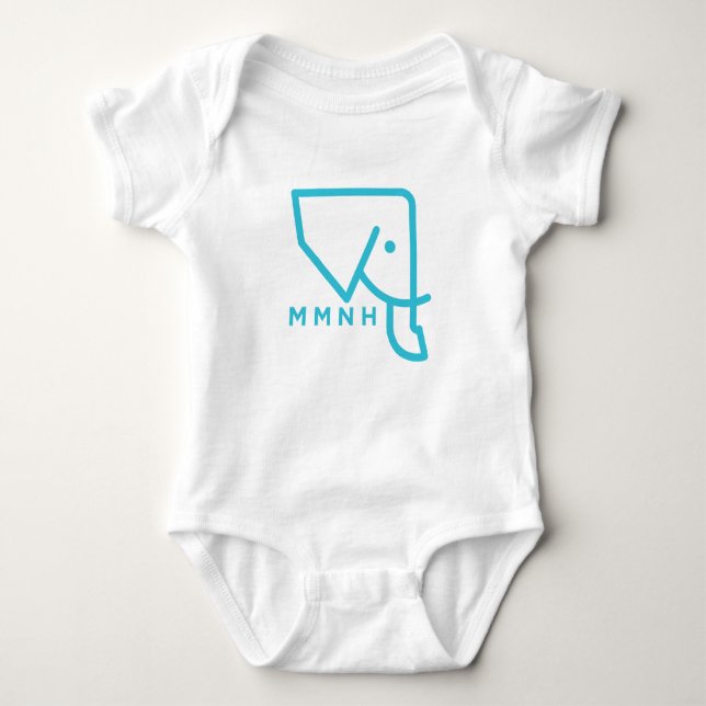MMNH Blue Elephant Baby Romper Baby Bodysuit (Front)