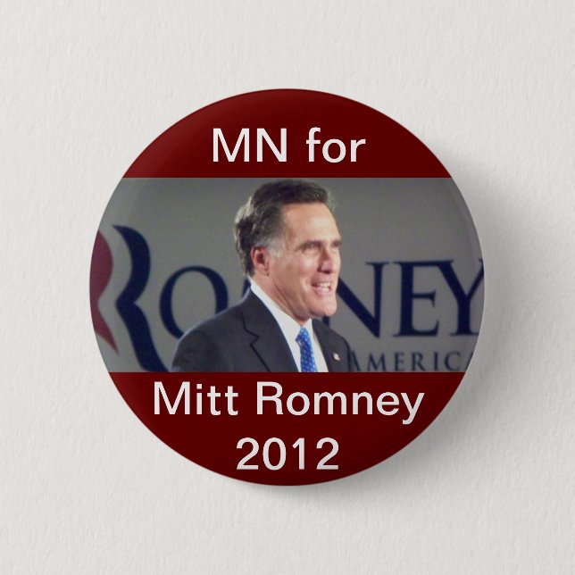 MN for Mitt Romney 2012 Political Button (Front)