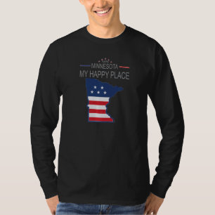 MN Minnesota My Happy Place USA States Flag Map P T-Shirt