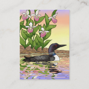 MN State Bird Flower Loon Lady Slipper Business Card