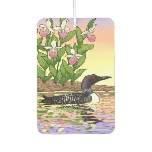 MN State Bird Flower Loon Lady Slipper Car Air Freshener