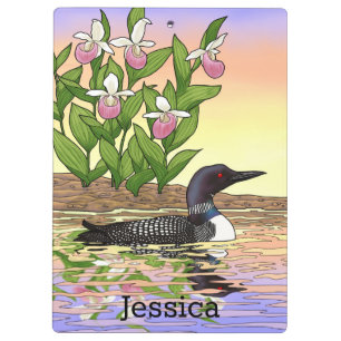 MN State Bird Flower Loon Lady Slipper Clipboard