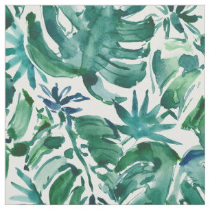 MO LEAVES LESS PROBS Green Tropical Monsteras Fabric