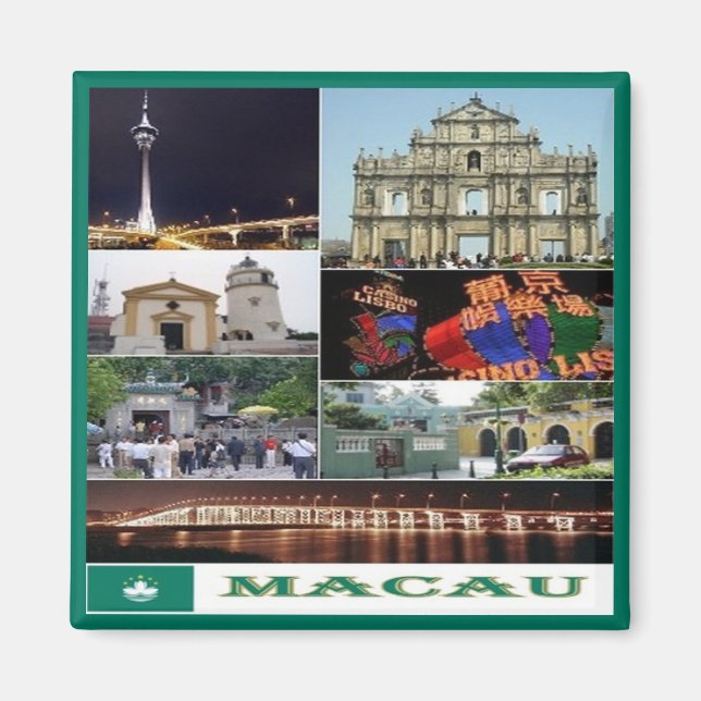MO - Macao - Macaw - Mosaic - Collage Magnet (Front)