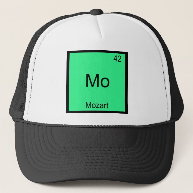 Mo - Mozart Funny Chemistry Element Symbol Tee Trucker Hat (Front)