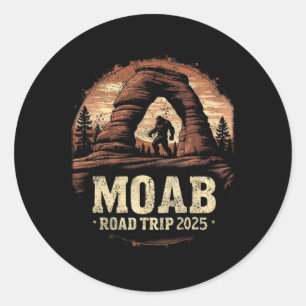 Moab Bigfoot Trip Vintage Utah Road Trip Hiking Sa Classic Round Sticker