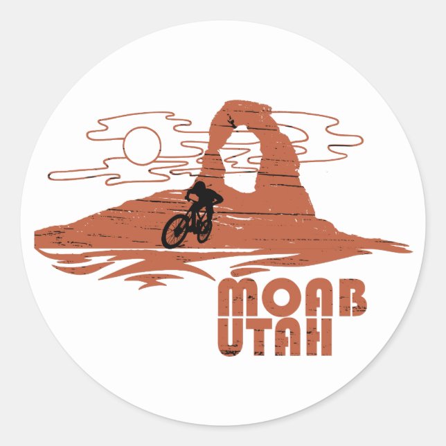 Moab mtb mountain biking classic round sticker (Front)