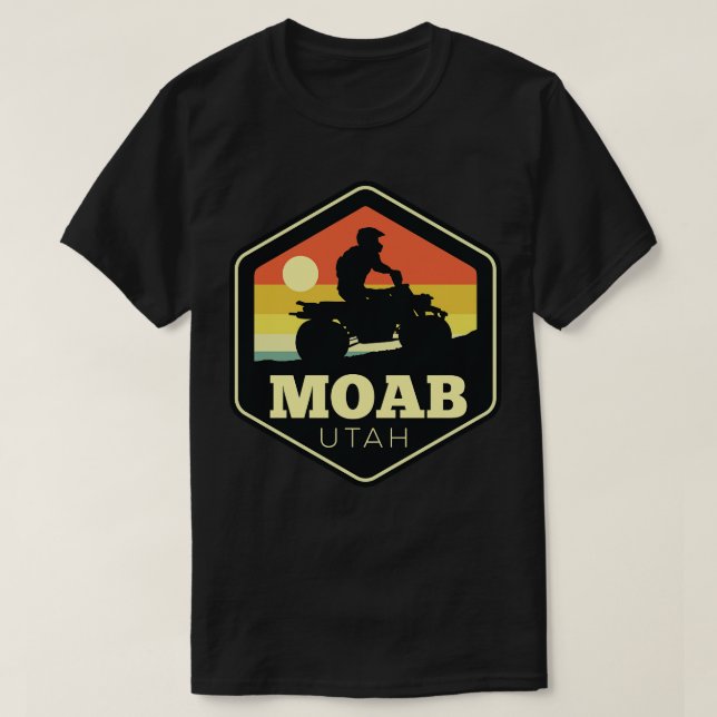 Moab Utah ATV Vintage Sunset Hexagon T-Shirt (Design Front)
