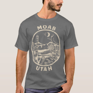 Moab Utah Linocut Distressed Desert Illustration T-Shirt