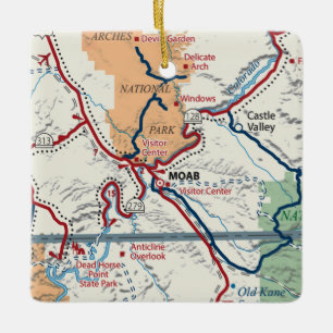 Moab Utah Map Ceramic Ornament