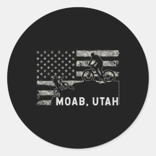 Moab Utah Mountain Biking Patriotic Usa Flag Classic Round Sticker