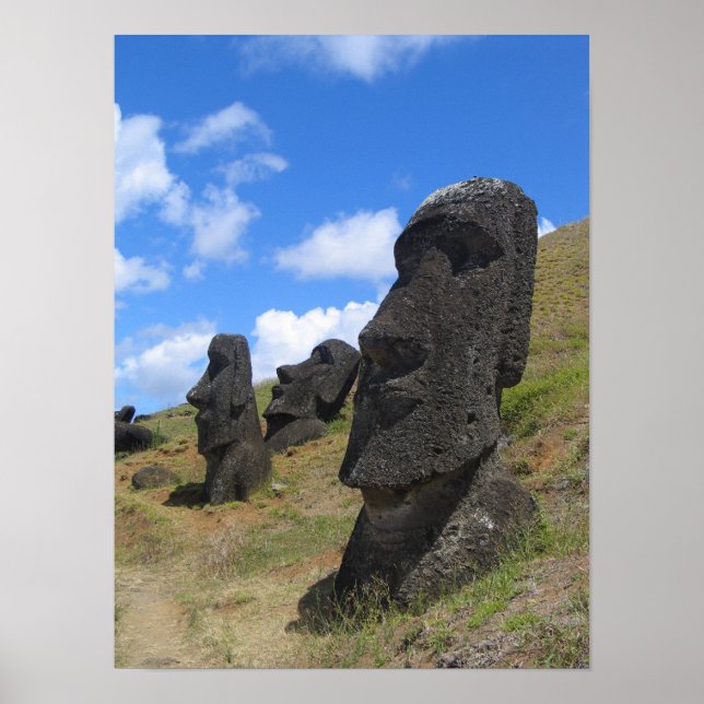 Moai at Rano Raraku, Easter Island Poster (Front)