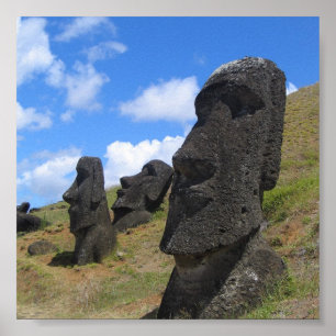 Moai at Rano Raraku, Easter Island Poster