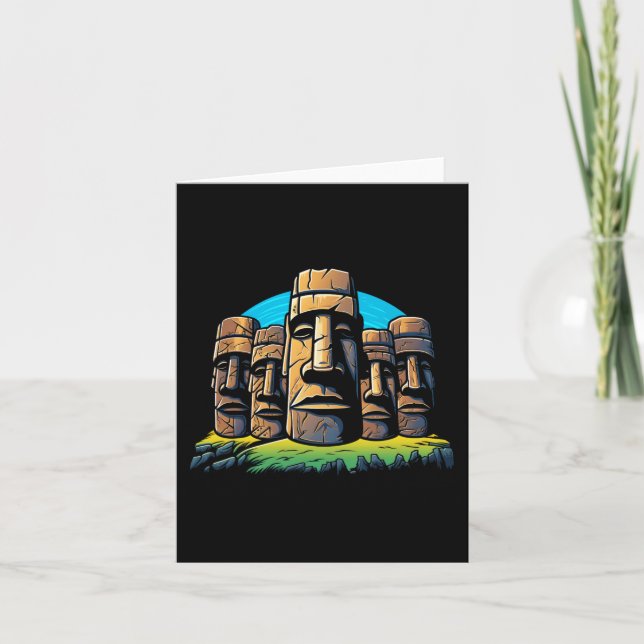 Moai Heads Easter Island Easter Day Cute  Card (Front)
