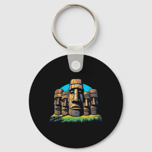 Moai Heads Easter Island Easter Day Cute Key Ring