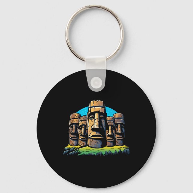 Moai Heads Easter Island Easter Day Cute  Key Ring (Front)