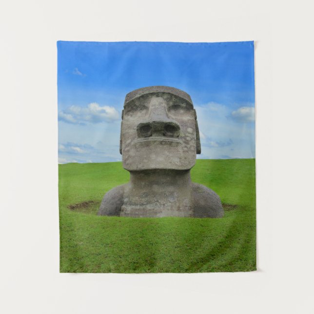 Moai statue easter island travel tourism monument tapestry (Front)
