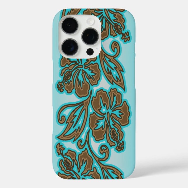 Moana Hibiscus Hawaiian Floral Blend Aqua Case-Mate iPhone Case (Back)