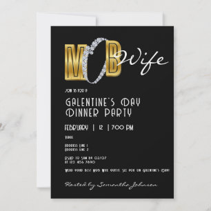 Mob Wife & Cocktail Galentines Dinner Brunch Party Invitation