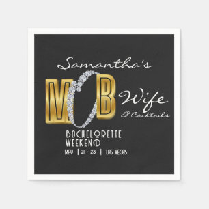 Mob Wife & Cocktails Black Bach Bachelorette Party Napkin