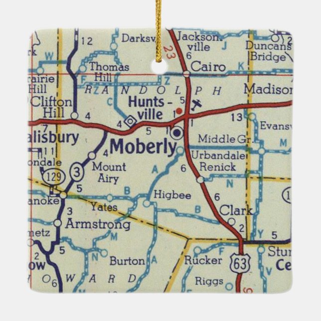 Moberly MO Vintage Map Ceramic Ornament (Back)
