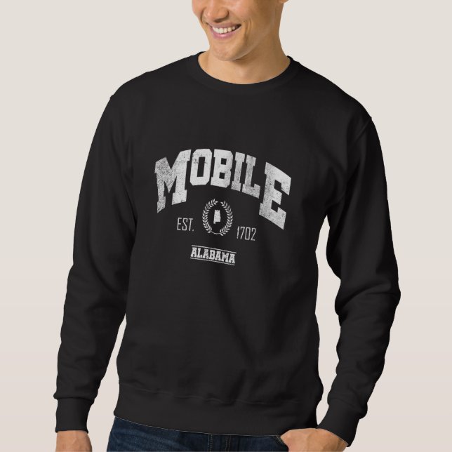 Mobile AL Alabama Vintage Throwback Sweatshirt (Front)