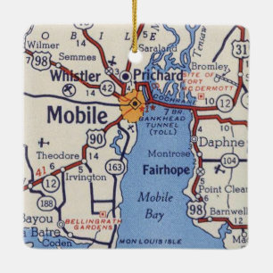 Mobile AL Vintage Map Ceramic Ornament