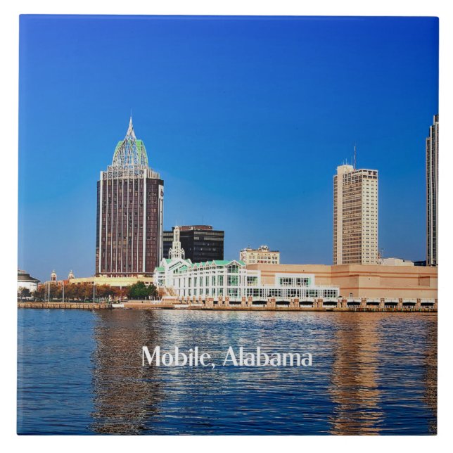 Mobile, Alabama cityscape Ceramic Tile (Front)