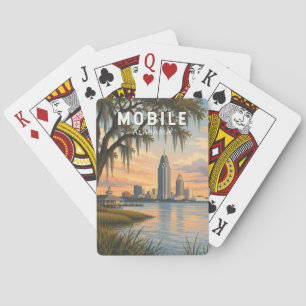 Mobile Alabama Illustration Travel Art Vintage Playing Cards