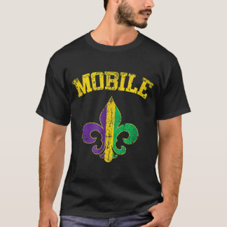 Mobile Alabama Mardi Gras Fleur De Lis Symbol  T-Shirt
