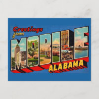 Mobile Alabama Retro Greeting Postcard