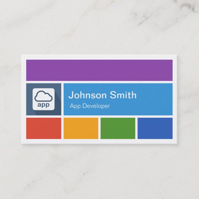 Mobile App Developer - Creative Modern Metro Style Business Card (Front)