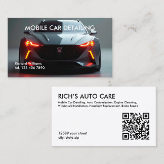 Mobile Auto Detail Custom QR Business Card
